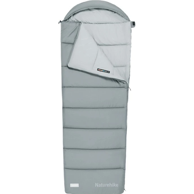 Спальный мешок NATUREHIKE CNK2350WS023 MS300 с капюшоном, серый, молния слева 6977465864048