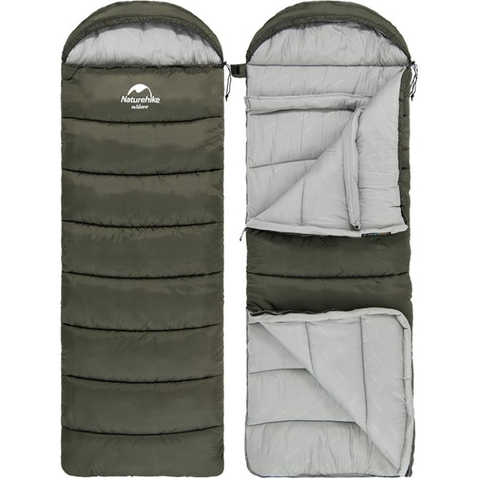 Спальный мешок NATUREHIKE U SERIES U250S двойной хлопок осень-зимамолния слева Green 6927595764305L