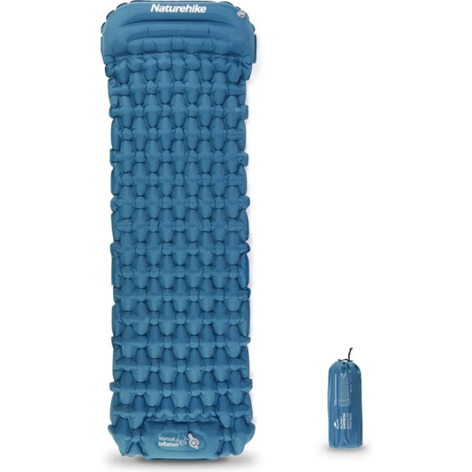 Туристический надувной матрас NATUREHIKE CNK2300DZ0001 FC-12 с насосом синий 6976023929496